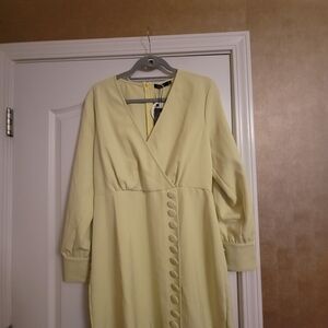 Boohoo Pastel Yellow Long Sleeve Dress